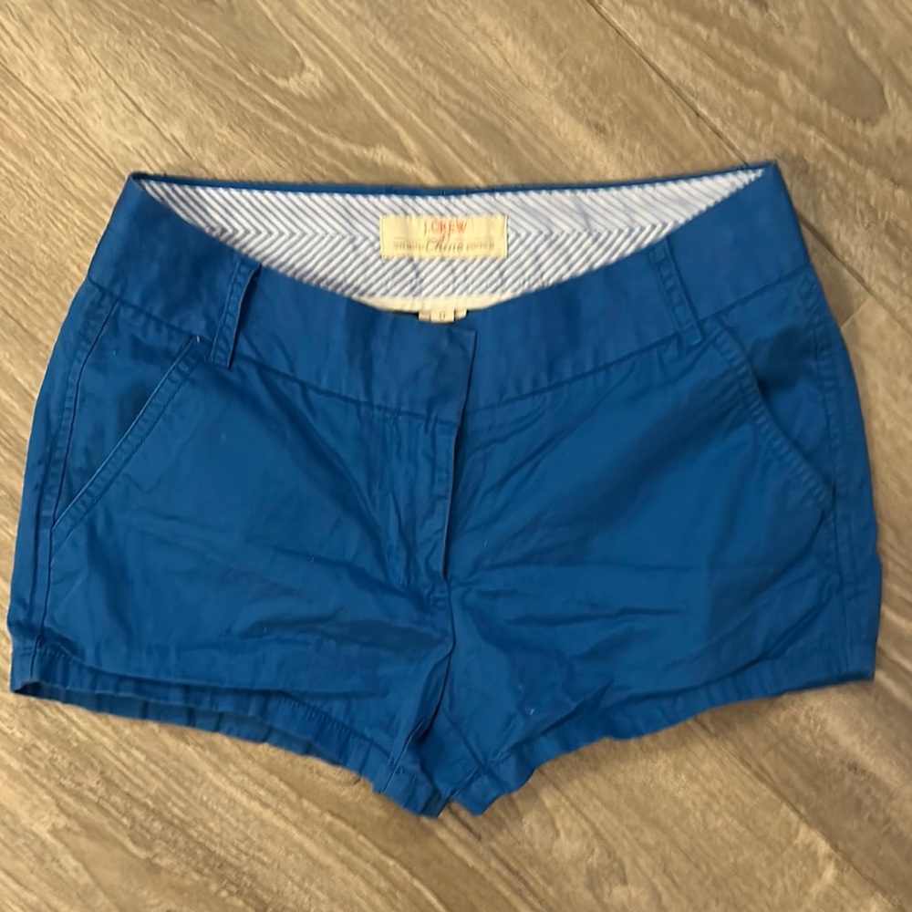 J. Crew High Waist Blue Shorts Tailored Cotton Blend